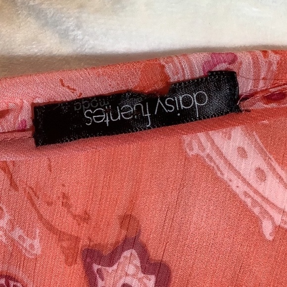 Daisy Fuentes - Sz XL - boho cover up shirt wide sleeves floral transparent - Picture 5 of 5